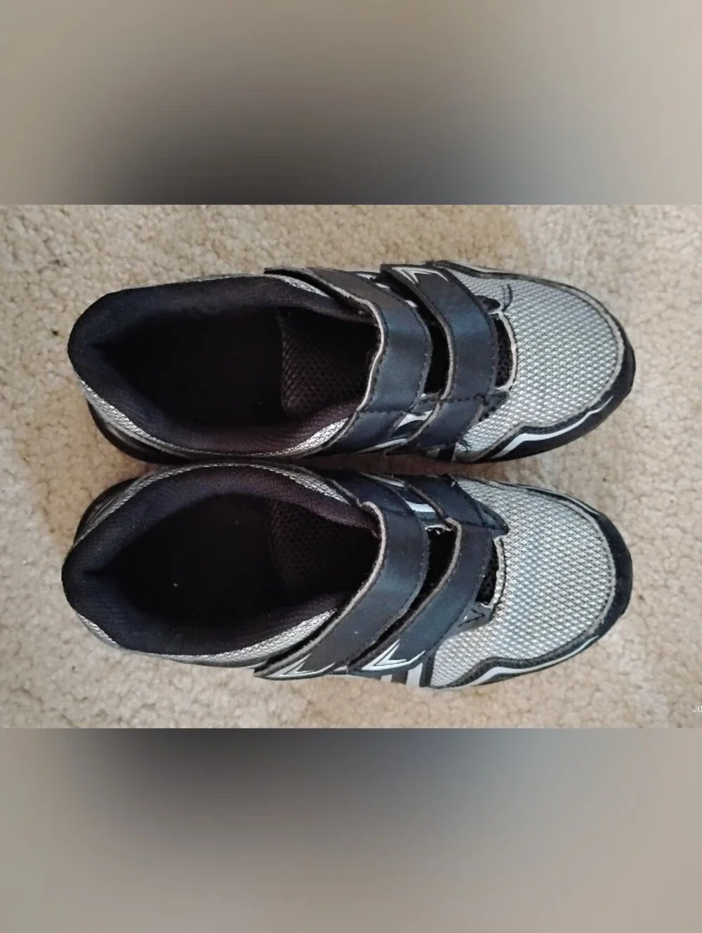 Boys Black and Silver Athletic Sneakers - Velcro Strap Size 1